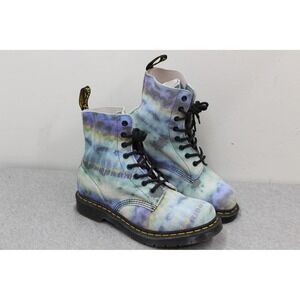 Dr. Martens Boots Womens 9 Blue 1460 Tie Dye Pascal 8-Eye Suede Combat Boots